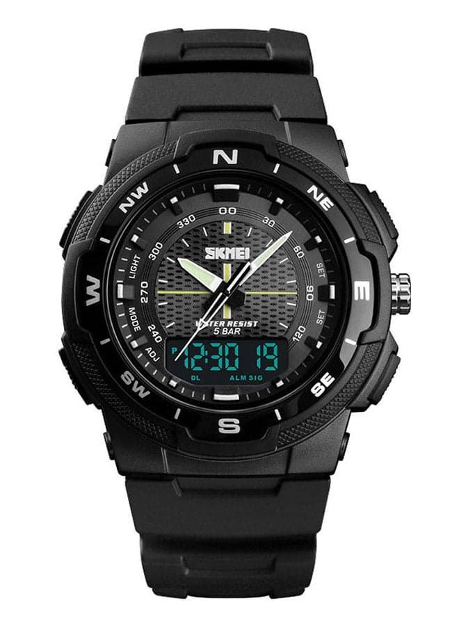 Men's Rubber Strap Analog/Digital Wrist Watch L698 - 47 mm - Black