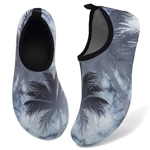 WateLves Water Shoes for Womens Mens Barefoot Quick-Dry Aqua Socks for Beach Swim Surf Yoga Exercise Camping Must Haves (Coconut Tree, 38/39)