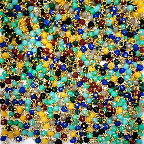 INDIKONB Tyre Hanging Beads for Craft | 3mm Round Multicolour Plastic Lariya Beads for Blouse, Embroidery, Saree, Pendant, and Necklace Making