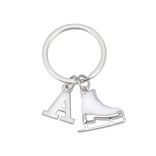 LIKGREAT Ice Skate Keychain Figure Skating Keychains for Girls Initial Ice Skating Charm Keyring Handbag Decoration (A)