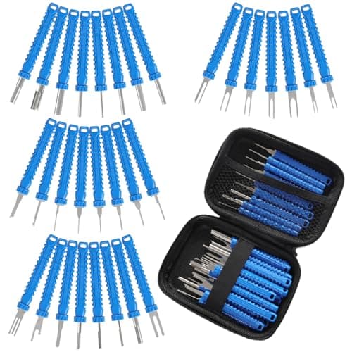 XLWJBES Upgrade Terminal Removal Tool Kit 31Pcs Electrical Pin Extractor Connector Depinning Tool Set for Automotive Motorcycle and Electronics Repair Blue