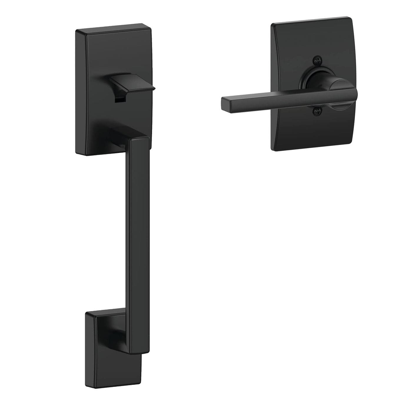Schlage FE285 CEN 622 LAT CEN Century Front Entry Handleset with Latitude Lever Lower Half Grip Matte Black