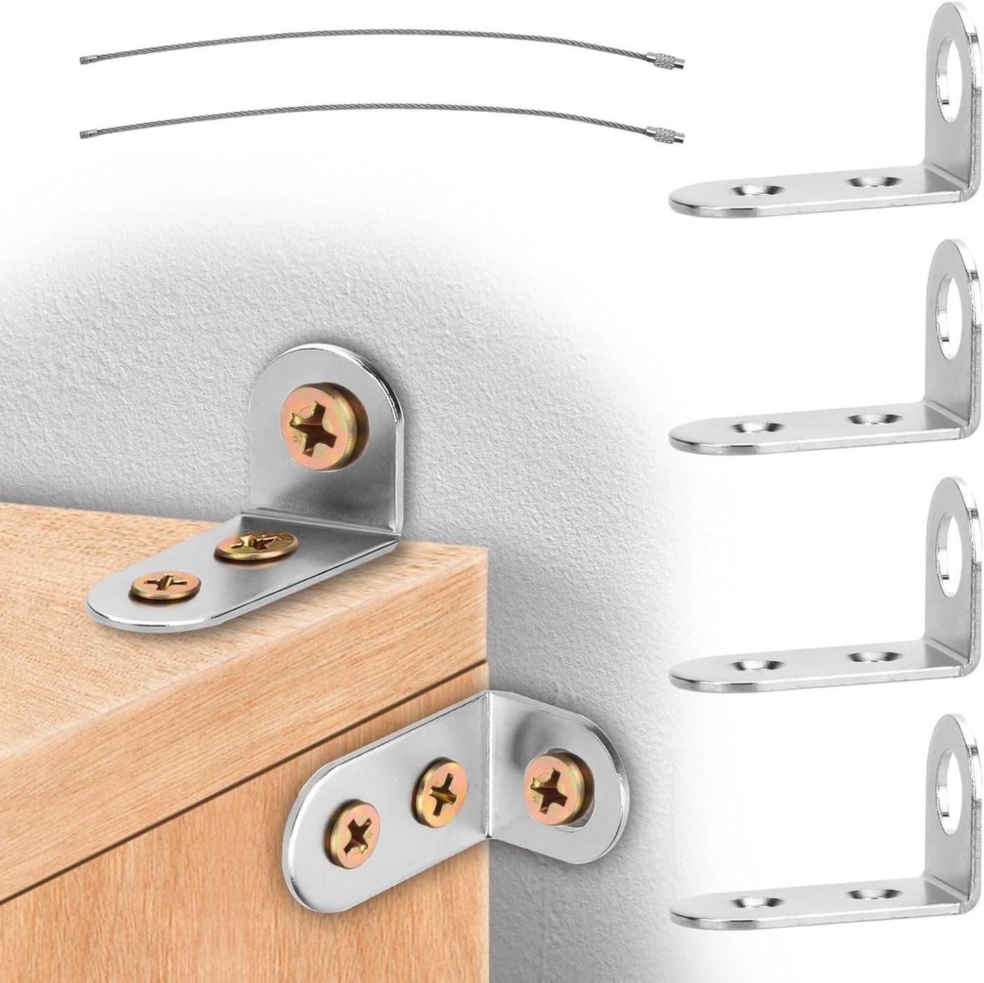 Furniture Anchors for Baby Proofing Metal Furniture Straps Wall Anchor AntiTip Dresser Cabinet Wall Anchor Bracket Earthquake Falling Prevention Safety Device for Children