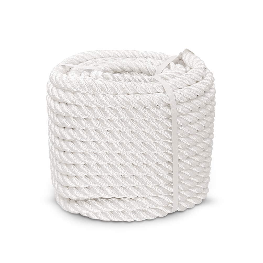 Aoneky 12 58 34 78 inch Nylon Twisted Rope White Pull Rope Cord 1 inch x 50 ft