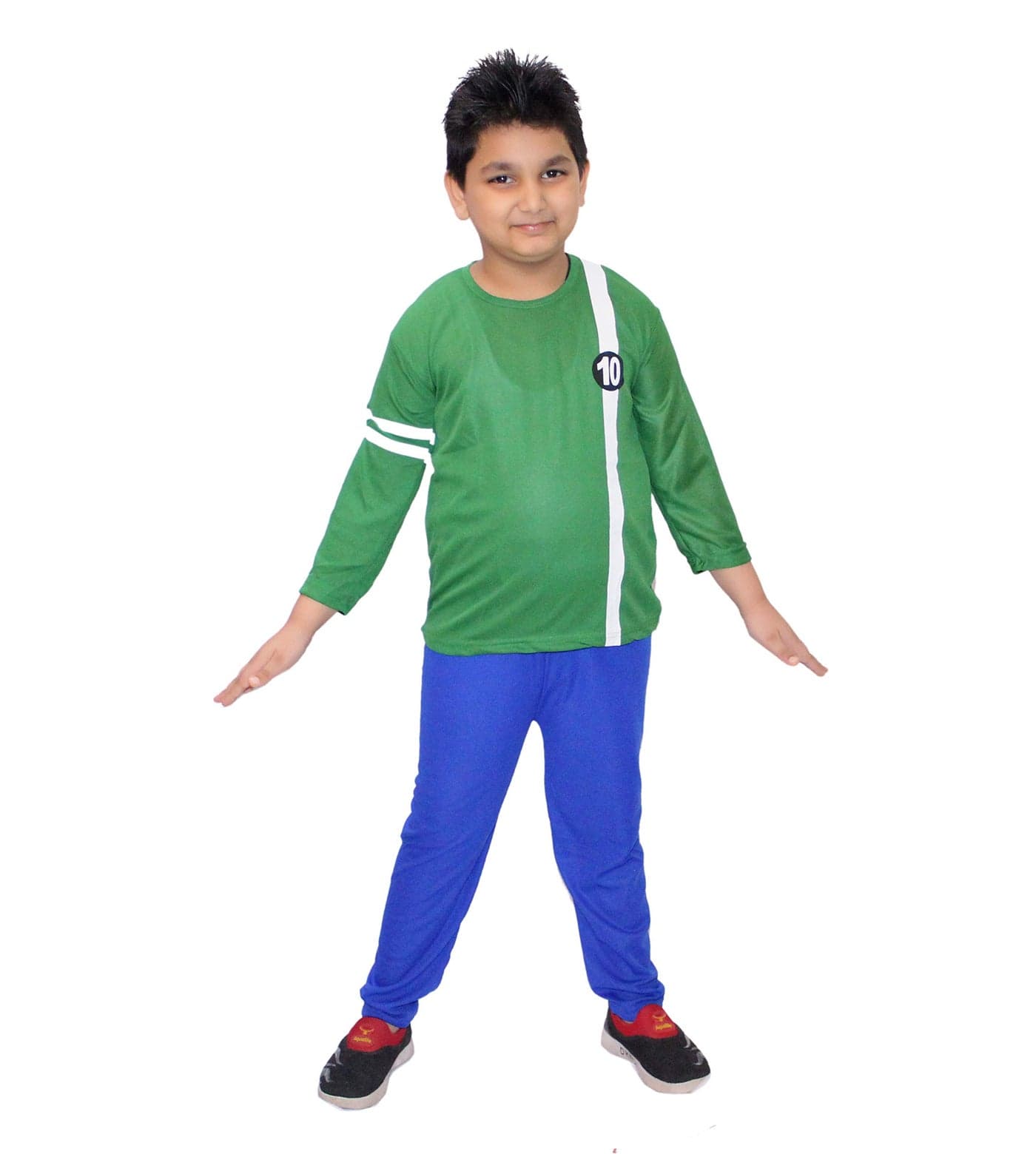 Kaku Fancy Dresses Polyester Ben Super Hero Costume - Green, 3-4 Years, For Boys