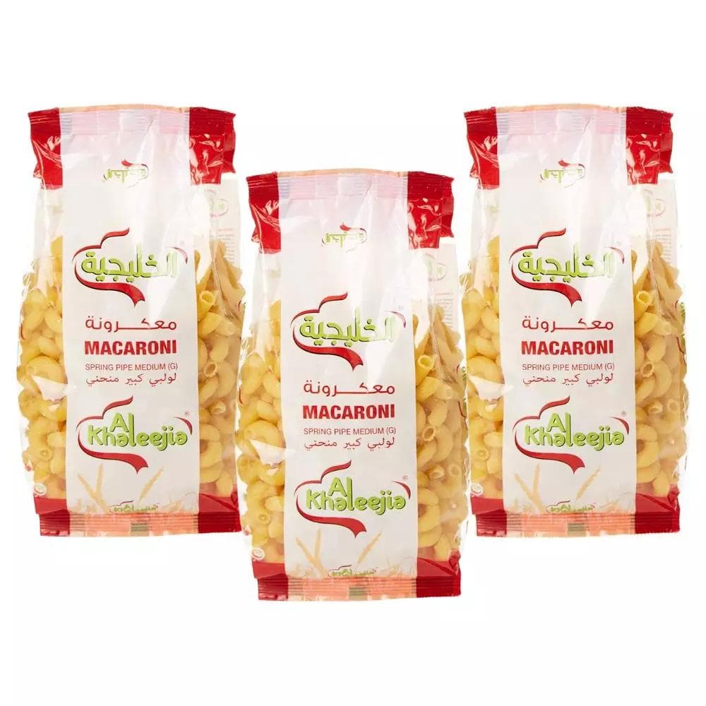 Al Khaleej Macaroni Spring Pipe Medium Pasta- 3X400gms