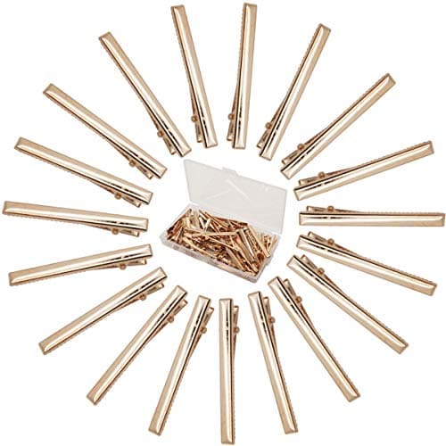 Qearl 50 Pieces 2.36 Inch DIY Alligator Hair Clips Gold Hair Clips with Teeth for Bows DIY Accessories Salon and Baby Girls Bows(6CM)
