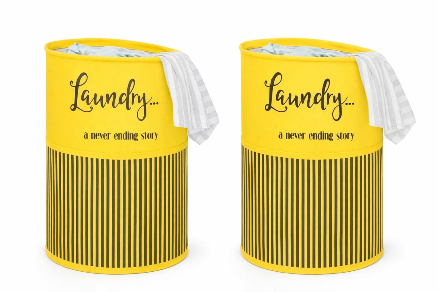 BB BACKBENCHERS Laundry Bag/Laundry Basket/Clothes Storage Box/Storage Basket/Storage Bag, 48L (Yellow Lines (Pack of 2))