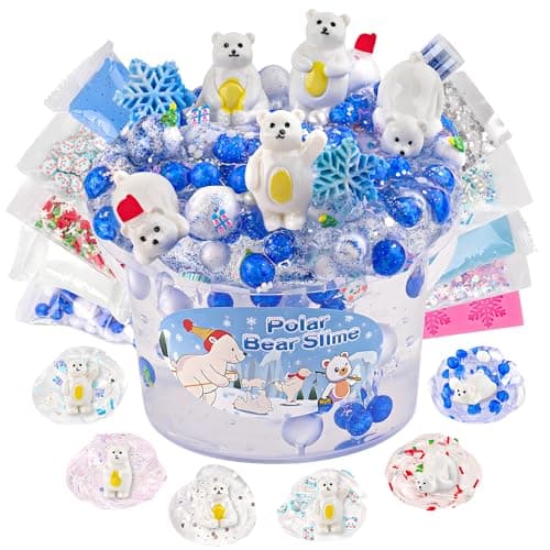 LAWOHO 300ml Polar Bear Slimes with Clay Clear Slime Kit for Girls Boys Ages 812 with 10 Packs Cute Add Ins for Kids Party Favors Kid Slime Making Kit for Birthday Halloween Christmas Easter Gift