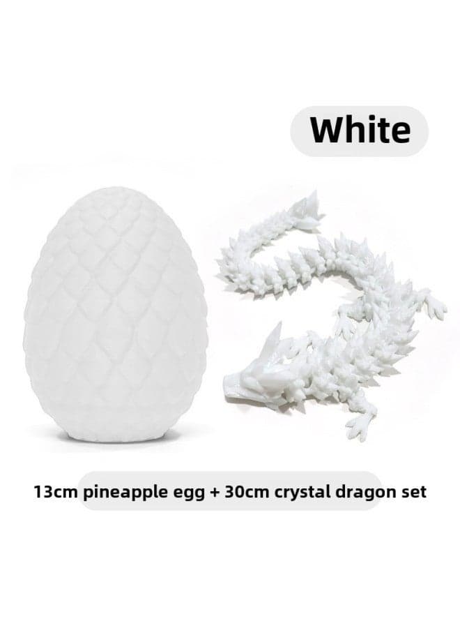 3D Printed Crystal Dragon Egg Activity Joint Chinese Dragon Toy Gift for Kids - Mini Dragon Egg Decoration Pendulum - Crystal Dragon & Pure White Egg - Perfect Children's Gift