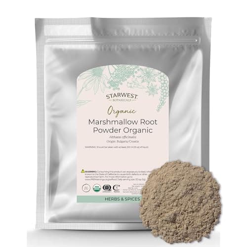 Starwest Botanicals Organic Marshmallow Root Powder - Dried Herb for Tea & Herbal Blends, Certified Kosher, Non-GMO - Bulk 1 lb Bag