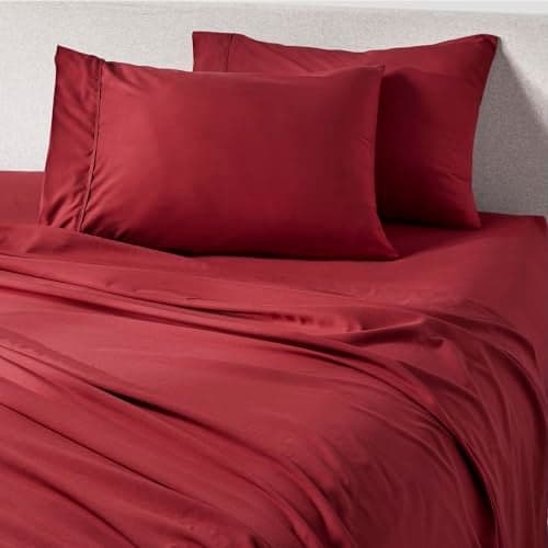 PeachSkinSheets Cooling Bed Sheets for Hot Sleepers - Ultra-Soft Breathable Peachskin Performance Fabric™, Moisture-Wicking, Deep Pocket Sheet Set, Oeko-TEX®, (Queen Size, Deep Crimson Red)