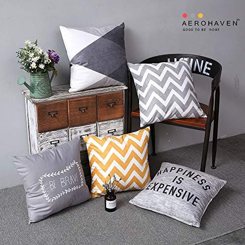 AEROHAVEN Set of 5 Satin Designer Decorative Throw Pillow/Cushion Covers - CC66 - (12 inch x 12 inch, Multicolour)