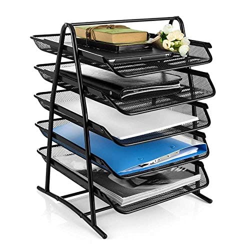 SUKHAD 5-Tier Metal File/Documents/Letters/A4 Size Files Rack, 14.56 X 11.02 X 13.77 Inch, Black