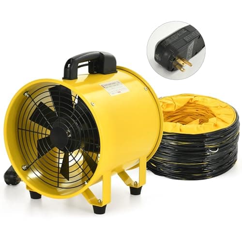 YITAHOME Two Speed Exhaust Fan 12 Inch, Utility Blower Extractor Fan with GFCI Plug Automatic Power-off Protection, Portable Ventilation Fans with 16FT Ventilator Duct Hose