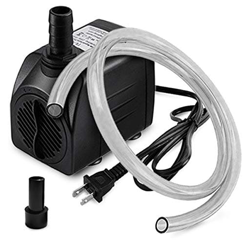 PULACO Small Fountain Pump, 160GPH Ultra Quiet Submersible Water Pump (600L/H, 10W) with 3.3 ft Tubing for Aquariums, Fish Tank, Pond Fountain, Statuary, Water Feature, Indoor Fountains