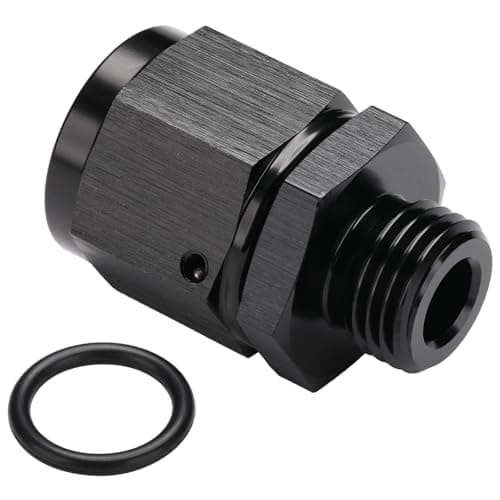 Podavelle 8AN Female Flare Swivel to 6AN 6 ORB Male Oring Boss Fuel Rail Fitting Adapter Straight Aluminum Black