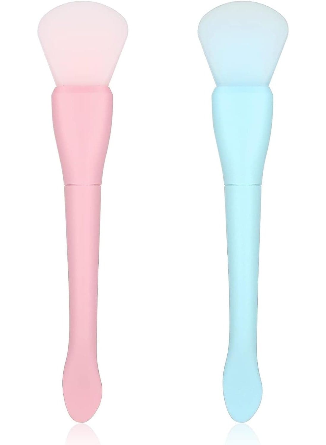 2 Pcs Silicone Face Mask Brush Applicator, Dual-Ended Facial Spatula for Mud Clay Charcoal Masks, Peel-Off Masks, Creams & Serums, Soft Skincare Tool for Hygienic Even Application (Blue, Pink)