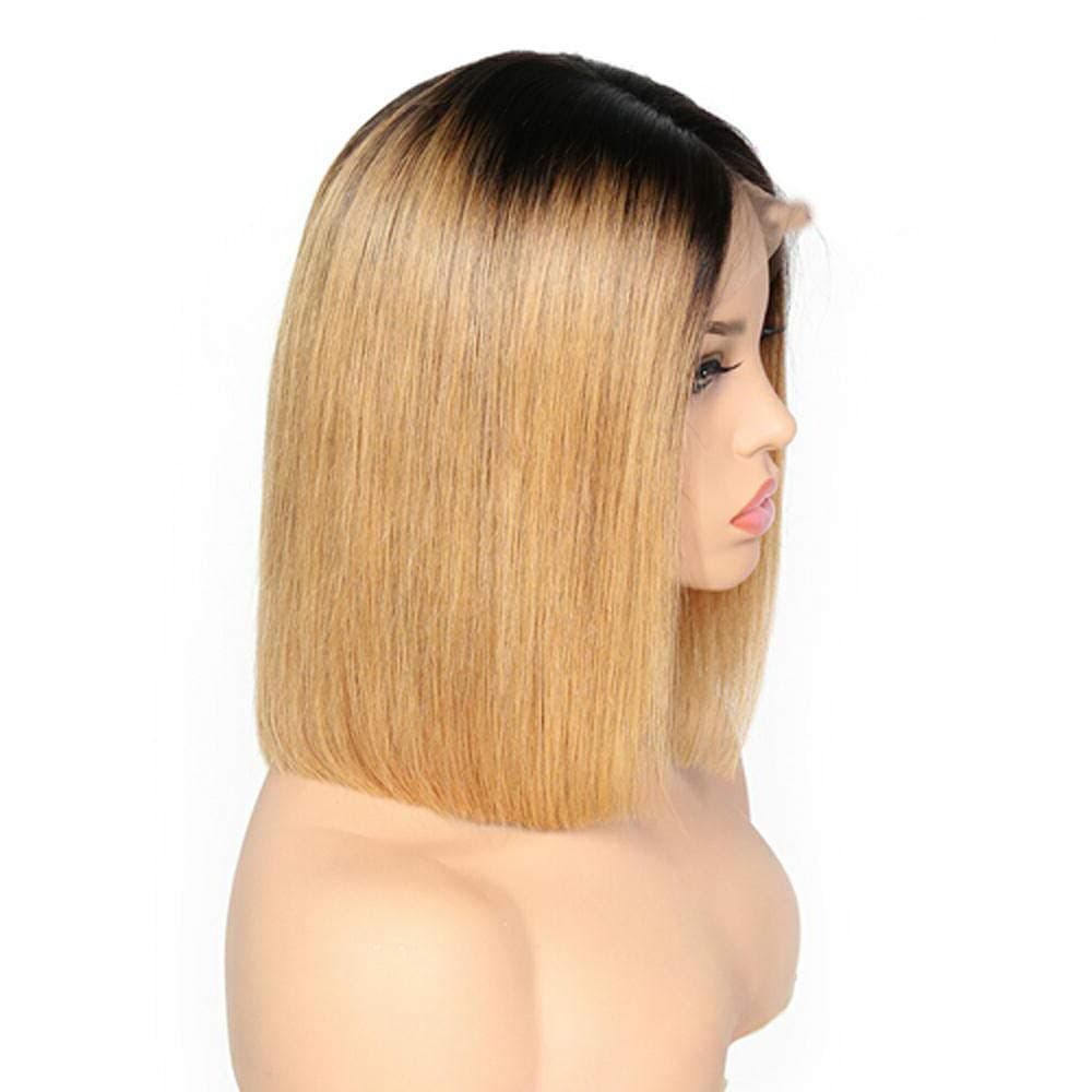 Nobel Hair XRS Ombre Color 1B27 Honey Blonde Lace Front Wigs Human Hair For Women Short Bob Lace Front Human Hair Wigs Pre Plucked 150 Density 12Inch