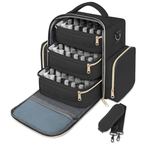 YOREPEK Nail Polish Organizer Holds Up to 72 Bottles 15ml05 floz Nail Polish Carrying Case with 3 Removable Pouches and 4 Zippered Pockets for Manicure Tools Supplies Nail Lamp Gifts for Women