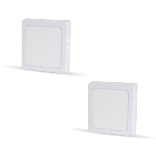 D'Mak Surface Led Light for Ceiling, 22-Watt Panel Light with Ip50 White Light for Indoor Use At Home and Office, and More, Fancy Square Lights (22W Square Pack of 2), b22