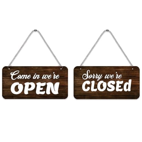 CVANU Handmade Art of Business Sign Open and Closed Hanging Board New Look for Bar, Restaurants, Cafes Pubs, Business Purpose (10inch x 5inch)
