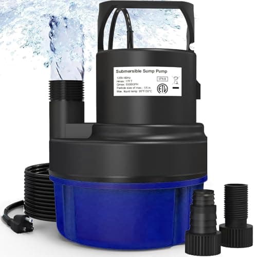 AgiiMan Submersible Water Pump 1HP 3500GPH Pool Cover Pump for Pool Draining Pool Cover Pump with 25FT Power Cord for Basements Pool Fountains Hot Tub Garden Blue