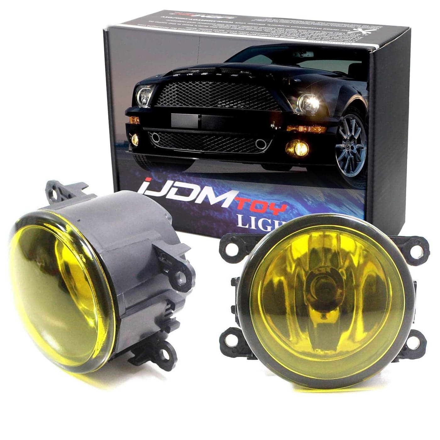iJDMTOY Pair Selective Yellow Lens Fog Light Lamp Assemblies w 55W H11 Halogen Bulbs Compatible with Acura Honda Compatible with Ford Compatible WithNissan Subaru Suzuki etc