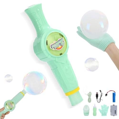 Fog Bubble Machine for Kids Parties Rechargeable Electric Smoke Bubble Machine with LED Lights Music Giant Bubble Wand for Outdoor Bubble Toys Foam Fun