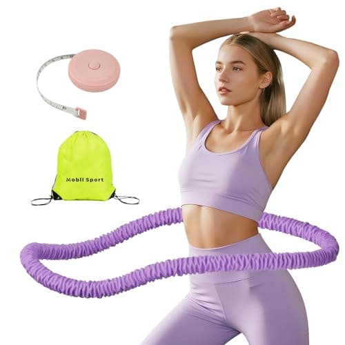mobllsport Upgraded Weighted Hoop for Adults - 3.3lb Soft Spring Fitness Hoop for Weight Loss - Foldable Exercise Hoop for Beginners & Home Travel Use