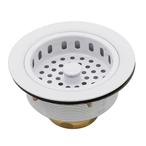 Westbrass D214-50 3-1/2" Post Style Large Kitchen Sink Basket Strainer, Powder Coat White