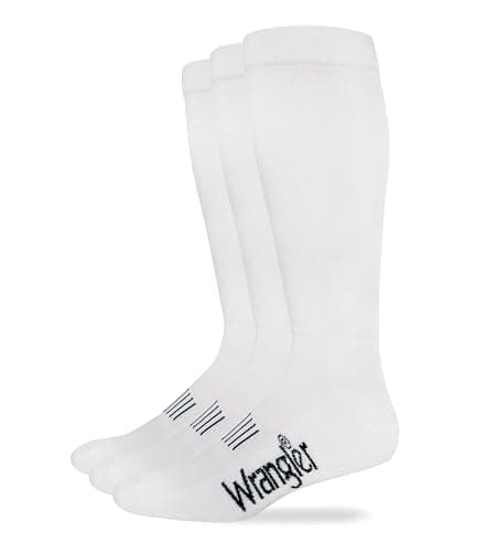 Wrangler Men's Western Boot Socks, White, Sock Size: Large/Shoe Size: 9-13 (Three Pairs)