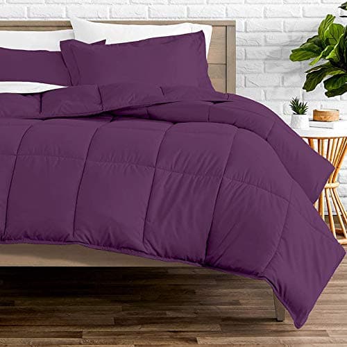 Rajasthan Crafts Soft Microfibre Comforter Single Bed Dohar Blanket Lightweight Reversible Quilt Razai Duvet All Weather, 200 GSM 60x90 Inches, Purple and Beige Color