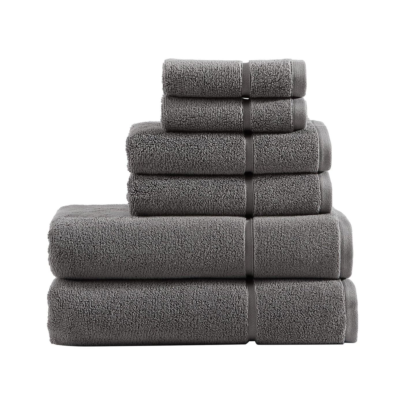 Vera Wang Bath Towels Highly Absorbent Super Soft Bathroom Essentials OekoTex Certified Modern Lux Grey 6Piece