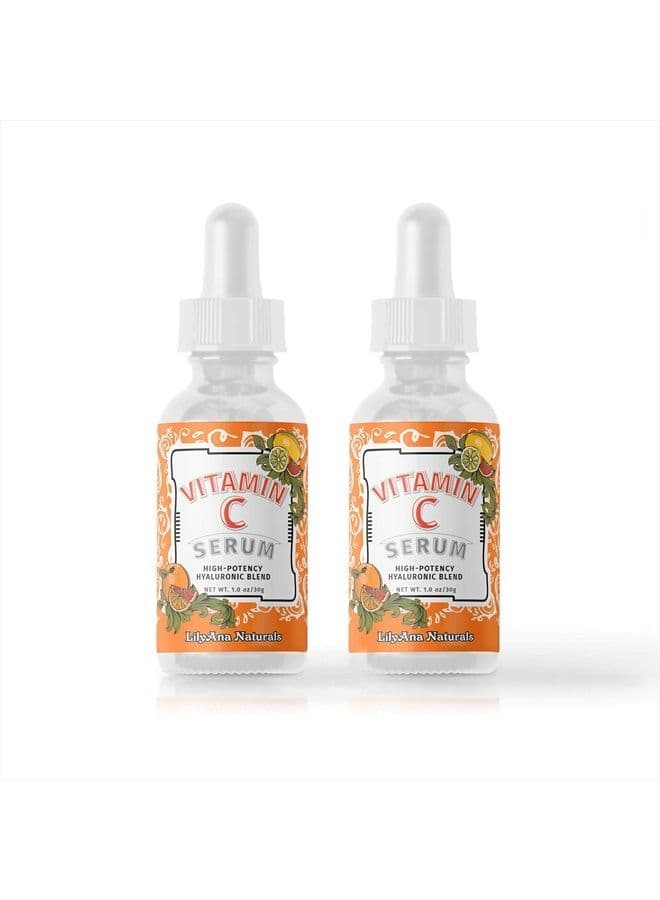 Vitamin C Serum for Face - Face Serum with Hyaluronic Acid and Vitamin E, Anti Aging Serum, Reduces Age Spots and Sun Damage, Promotes Collagen and Elastin - 1oz (Pack of 2)