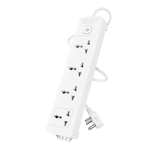 Cablet 4 Way Extension Board - 4 Universal Socket + 1 Switch, 10A and 2500W - 1.8m Heavy Duty Cable - White, Medium (Cablet 4010-18)