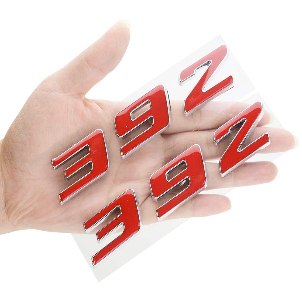 dgea 2X 392 Emblem Badge Decal 3D Logo Nameplate 3D Raised Strong Adhesive Fit for 392 Matte Black Chrome Red