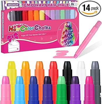 MSDADA 14 Colors Hair Chalk Pen Set for Girls Kids Temporary Hair Color Pens Washable Hair Chalk for Teens Kids Girls Birthday St Patricks Day Childrens Day Gifts Party Cosplay Festival Hair DIY