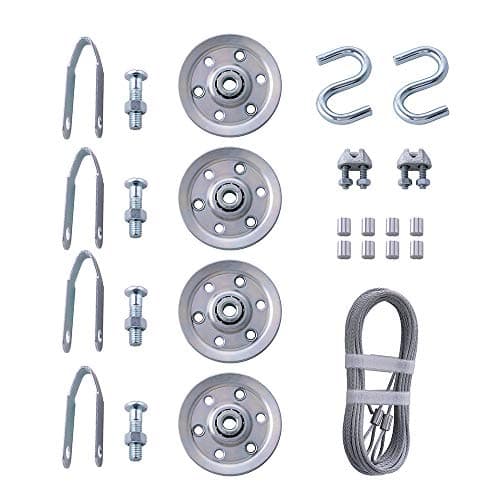 HOME MASTER HARDWARE Cable and Pulley Replacement Kit - 4pcs 3" Heavy Duty Pulleys,2pcs Galvanized Aircraft Cables - 3/32 Diameter 12 Fasteners for Overhead Sectional Garage Doors