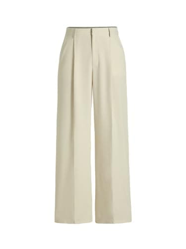 CIDER High Waist Pleated Wide Leg Pants A-Beige