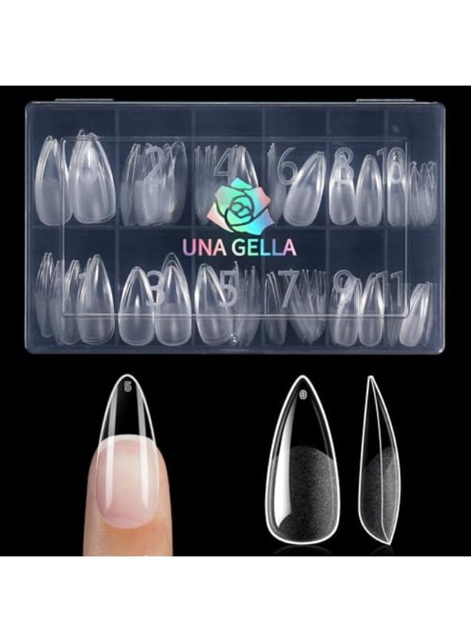 UNA GELLA Medium Stiletto Nail Tips Full Cover 120pcs Gel Nail Tips Stiletto Almond Preetched S tiletto Press on Nails Clear Acrylic Fake False Nails for Nail Extensions Home DIY Salon 12 Sizes