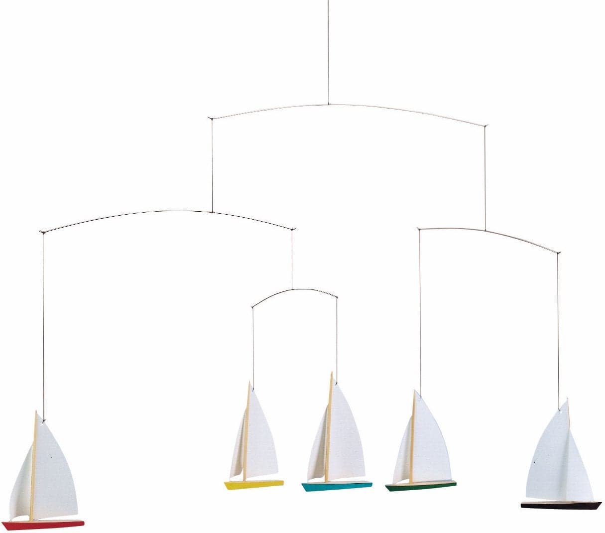 Dinghy Regatta5 Hanging Mobile 26 Inches Beech Wood Handmade in Denmark by Flensted