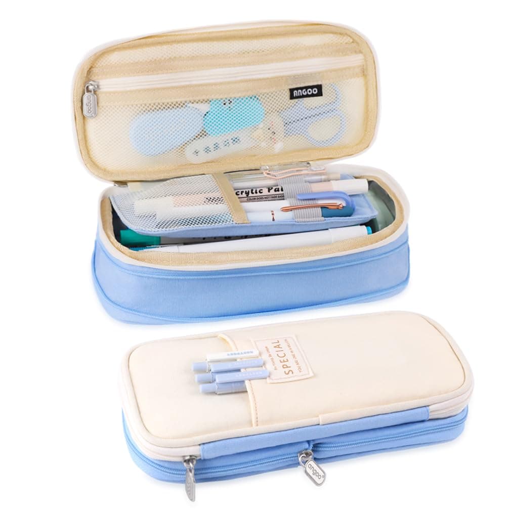 iSuperb Foldable Pencil Case Zipper Big Capacity Aesthetic Canvas Pencil Pouch Compartments Stationery Organizers Pen Bag for Kids Girls Boys Teen Child Student School Supplies Makeup Bags