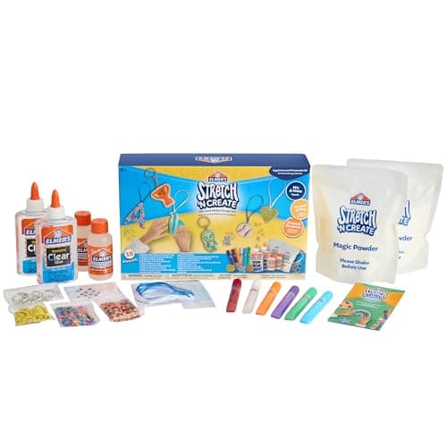 Elmers Stretch N Create Dough Kit 3 Ways to Play Keychains and Ornaments Kit 18 Count Perfect for Birthday Party Gift School Classroom Activity Kids Arts Crafts Fun