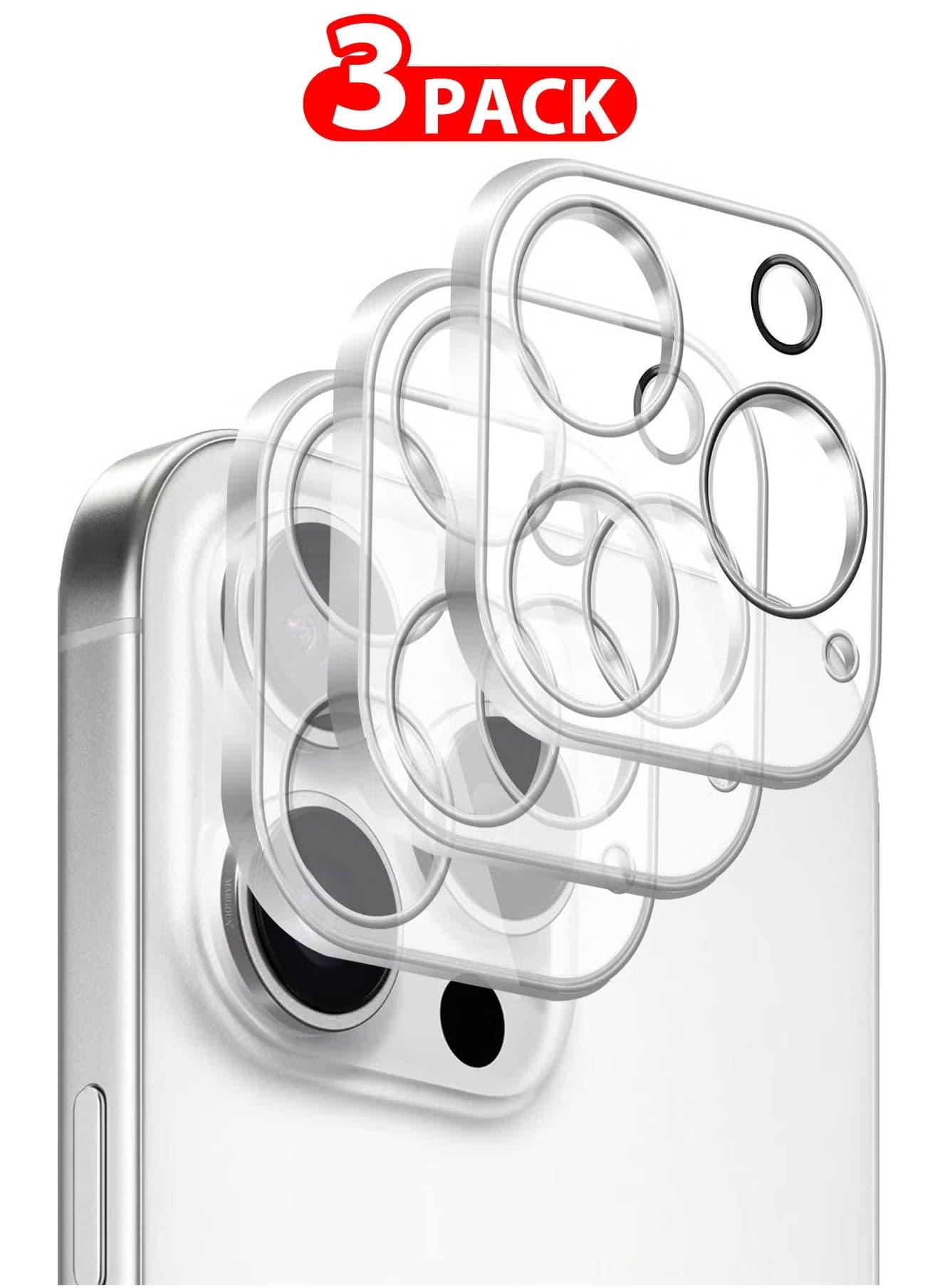 3-Pack iPhone 16 Pro Max Camera Lens Protector – Ultra HD Tempered Glass, 9H Hardness, Anti-Scratch, Case-Friendly, Easy Installation Clear Cover