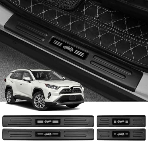 Bercicci 4PCS Door Sill Protector for Toyota RAV4 2025 2024 2023 2022 2021 2020 2019 Hybrid, Prime (PHEV) Accessories Matte Black ABS Material Front and Rear Door Car Pedal Kick Protection