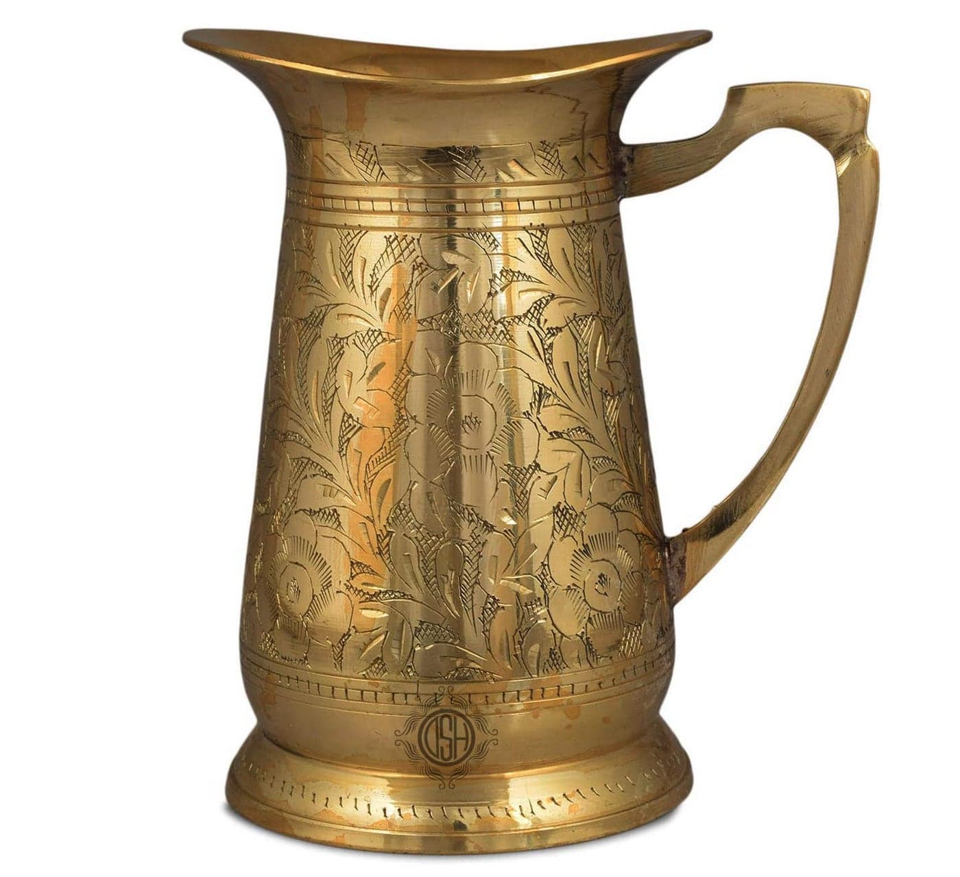 DSH Brass Jug Engraved Design Designer Mughal Style for Serving Drinking Water, Home Decor Drinkware & Tableware (Engraving), Gold