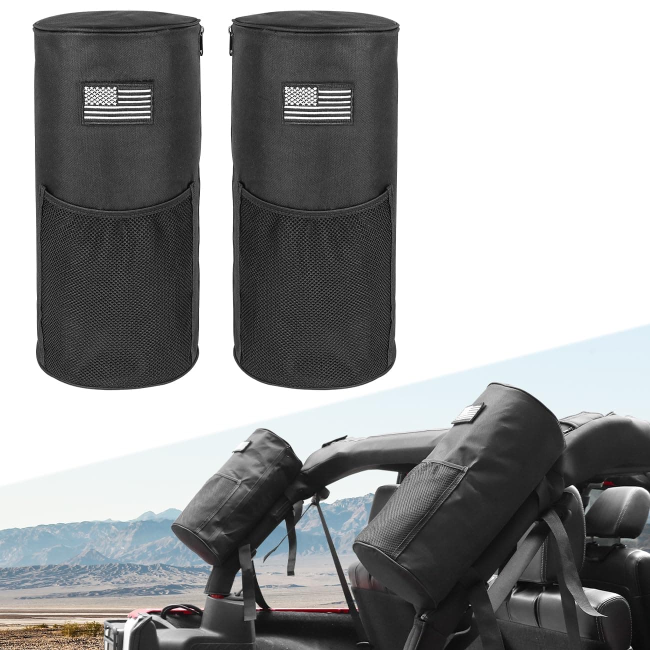 DSISIMO Multifunction Roll Bar Organizer Storage Bags Compatible With For Jeep Wrangler JK JKU JL JLU Gladiator JT 20072024 Roll Cage Cargo Saddlebags