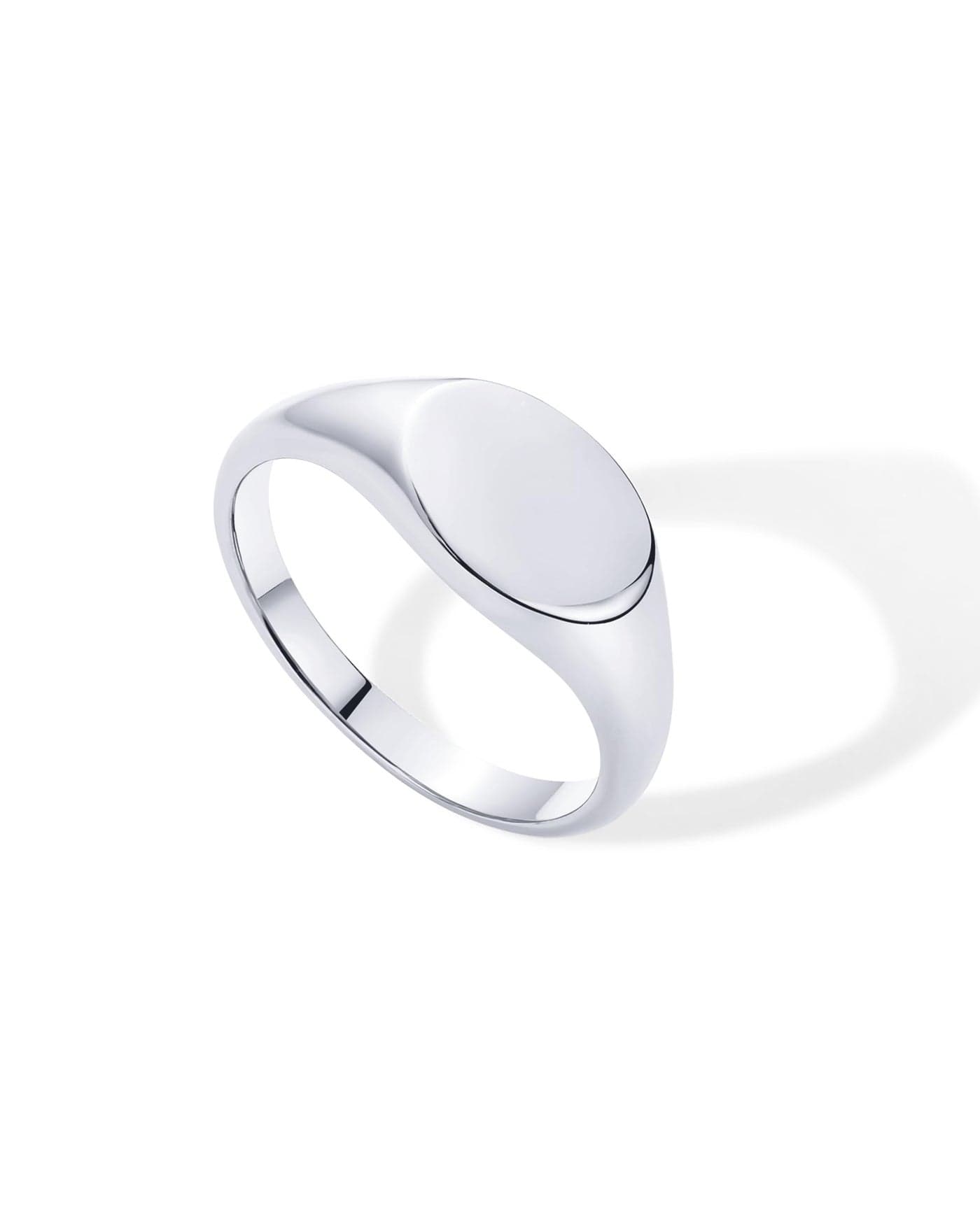 PAVOI Rhodium Plated Pinky Signet Ring for Women | Lightweight Statement Bands | Chunky Signet Stackable Rings | Size 4