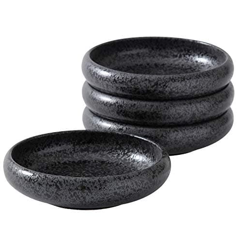 Uaral Japanese Plates Serving Dishes,Salad Bowl Set,Dessert Plate,Appetizer Plate Set of 4,5.5 inch(Black Speckled)